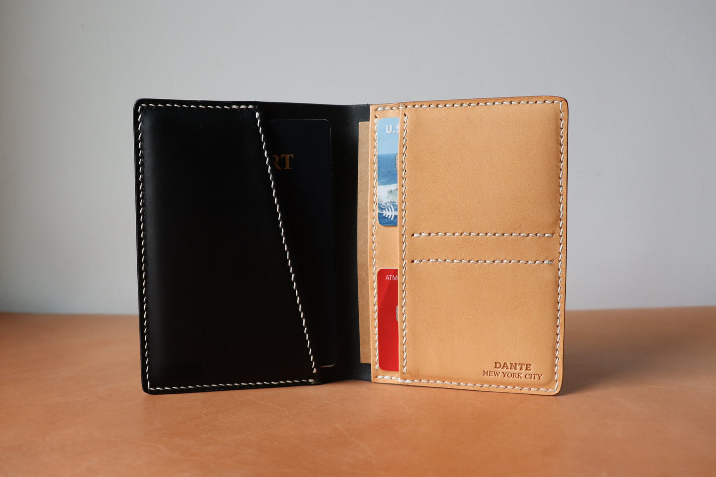 Passport & Journal Holder - Black and Natural Vachetta