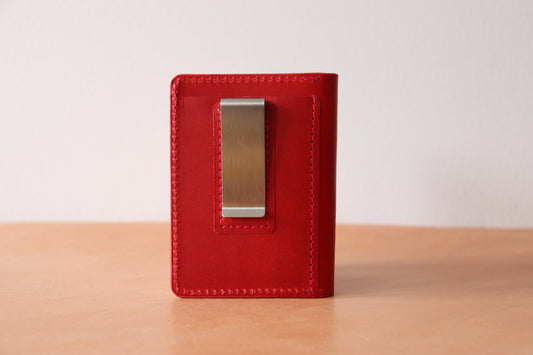 Mini Bifold & Money Clip - Red and Natural Vachetta