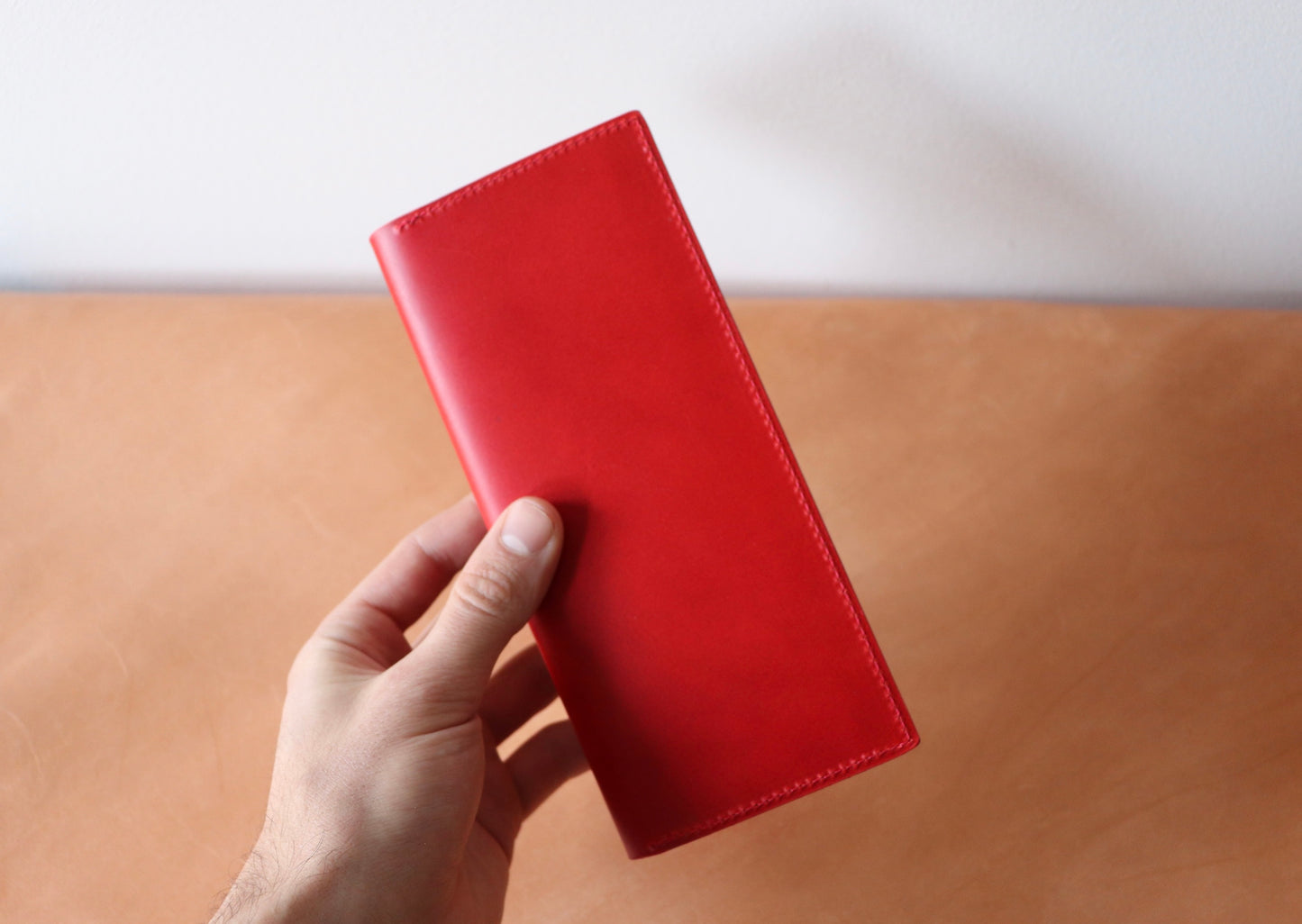 Long Bifold - Red and Natural Vachetta
