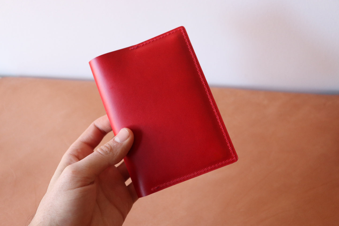Passport & Journal Holder - Red and Natural Vachetta
