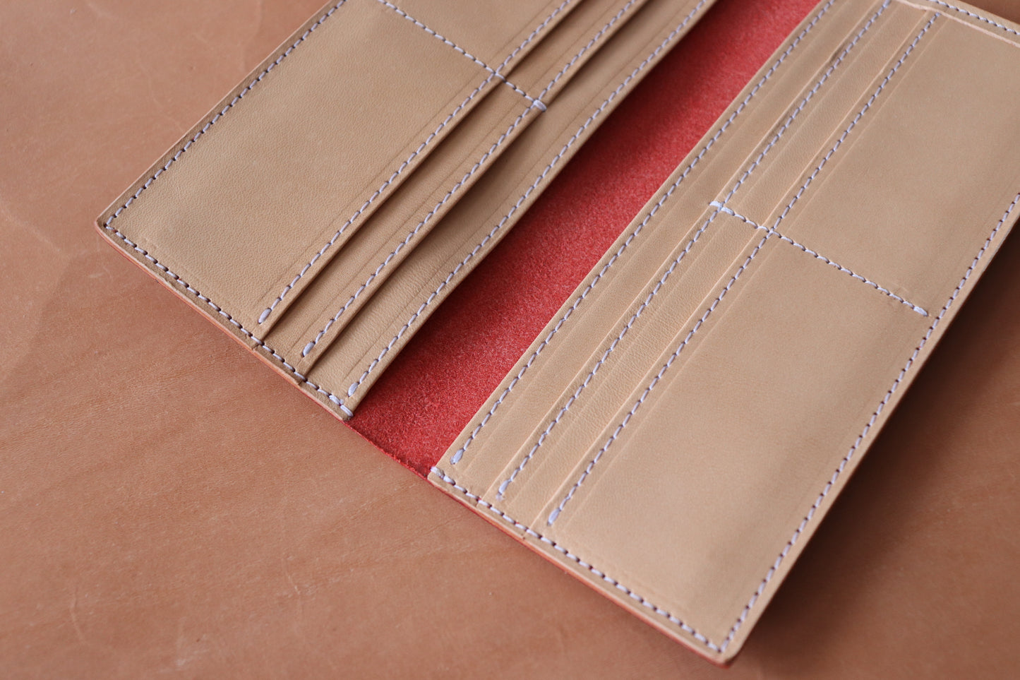 Long Bifold - Red and Natural Vachetta
