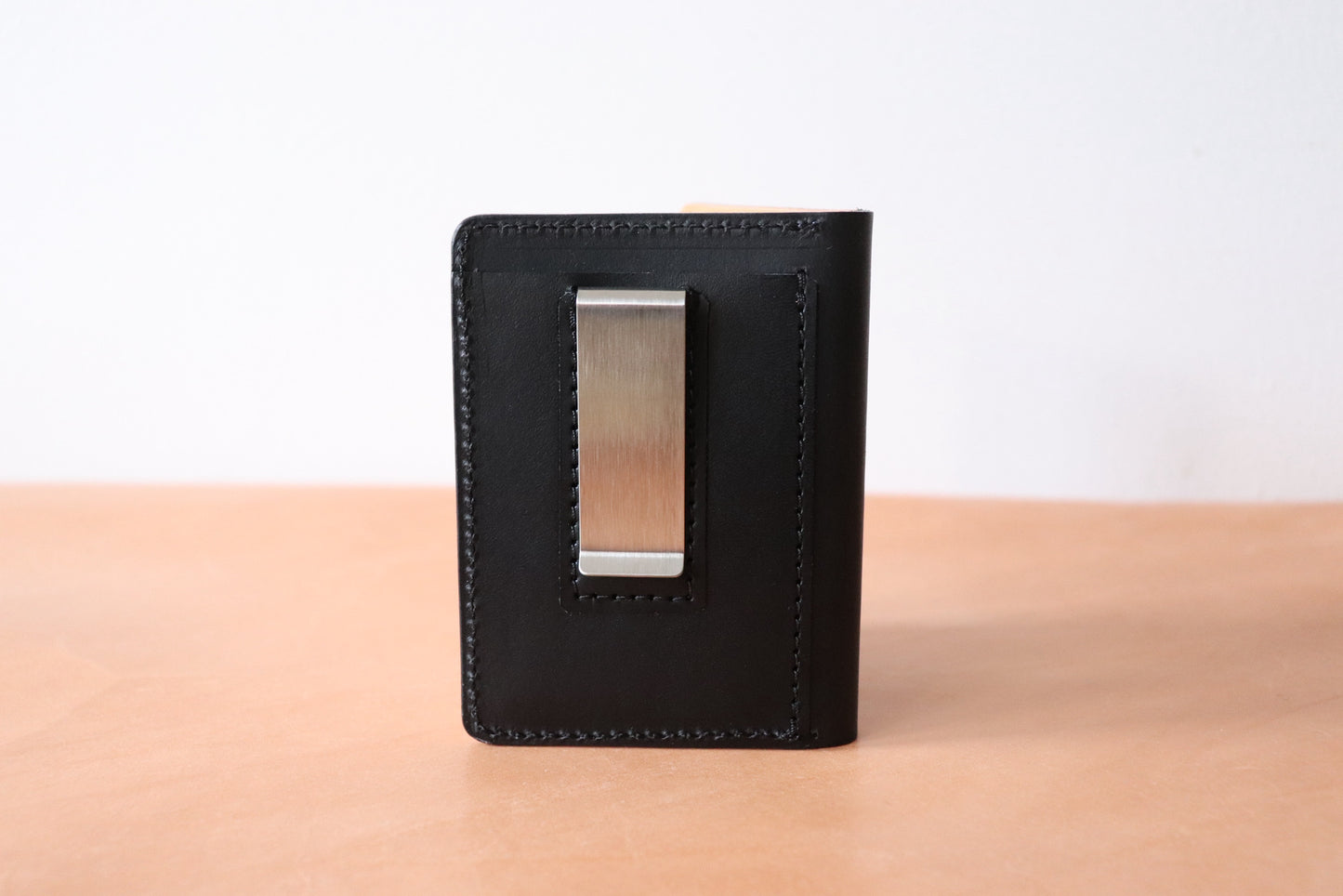 Mini Bifold & Money Clip - Black and Natural Vachetta