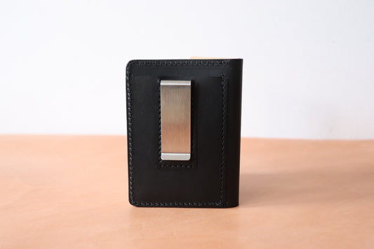 Mini Bifold & Money Clip - Black and Natural Vachetta