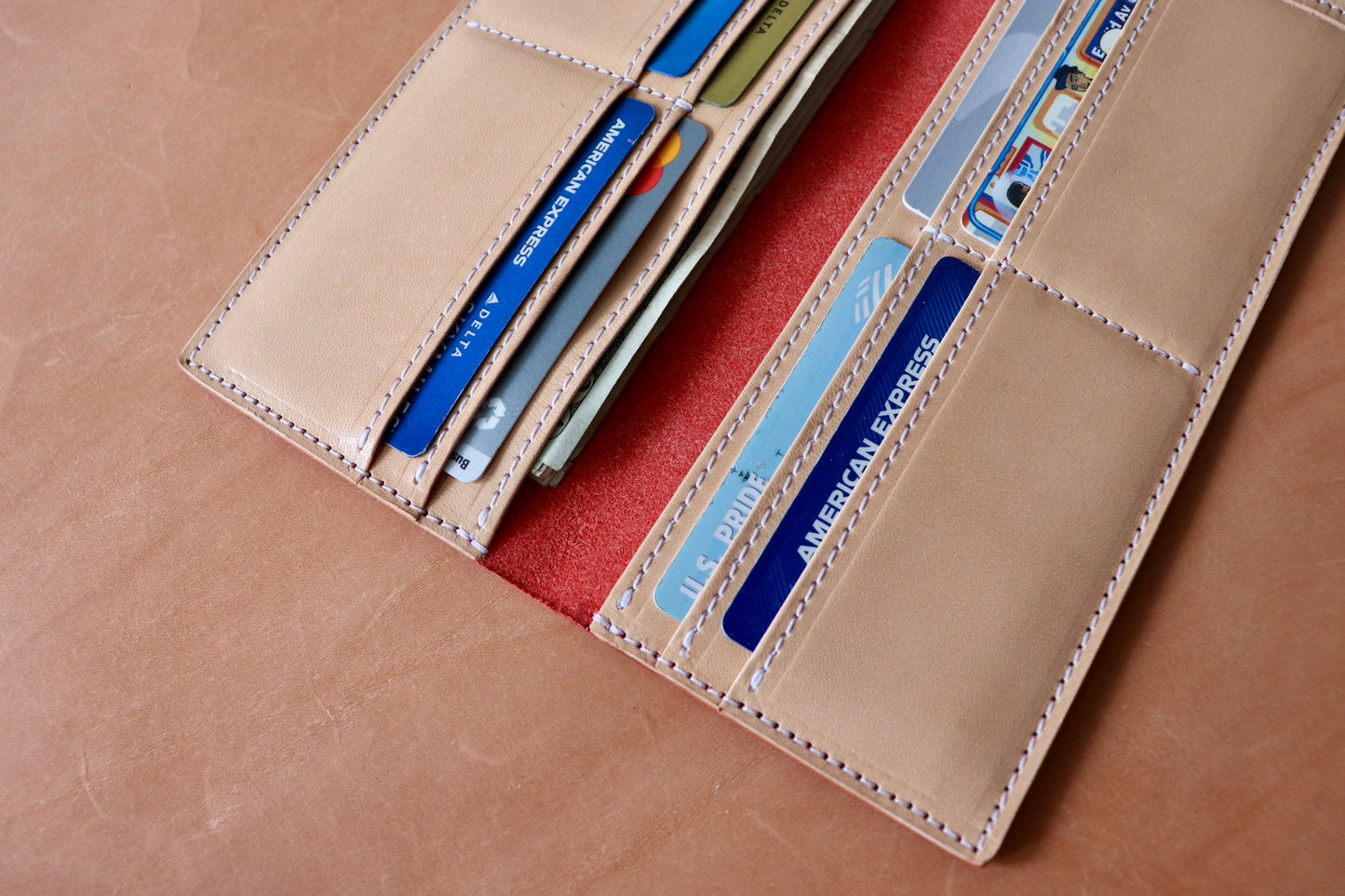 Long Bifold - Red and Natural Vachetta