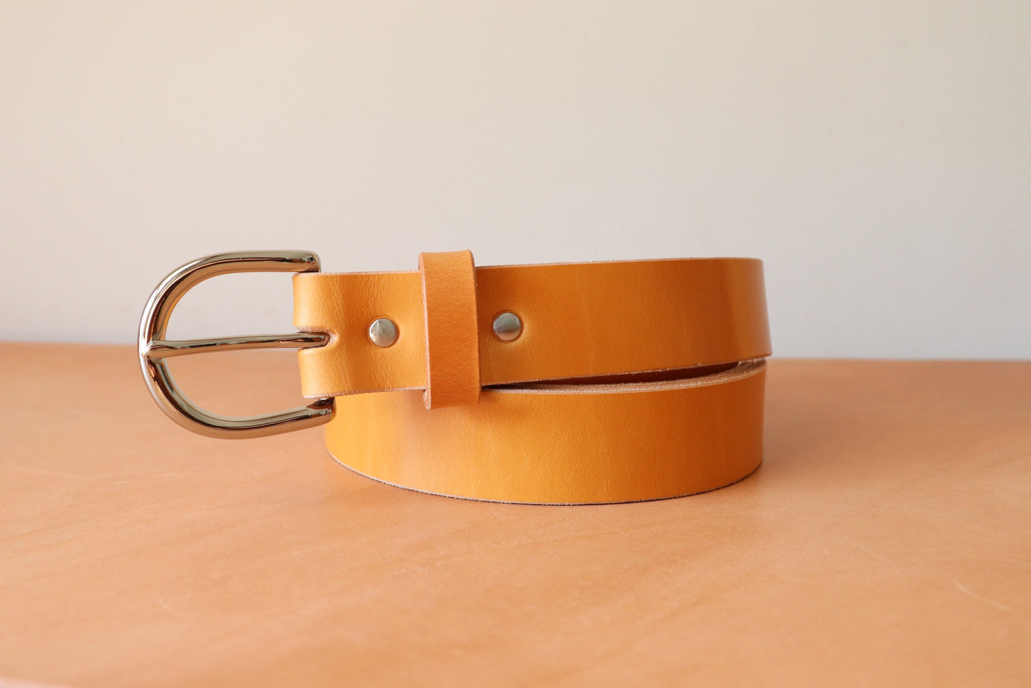1.125” English Bridle Leather Belt - Honey Tan, Nickel