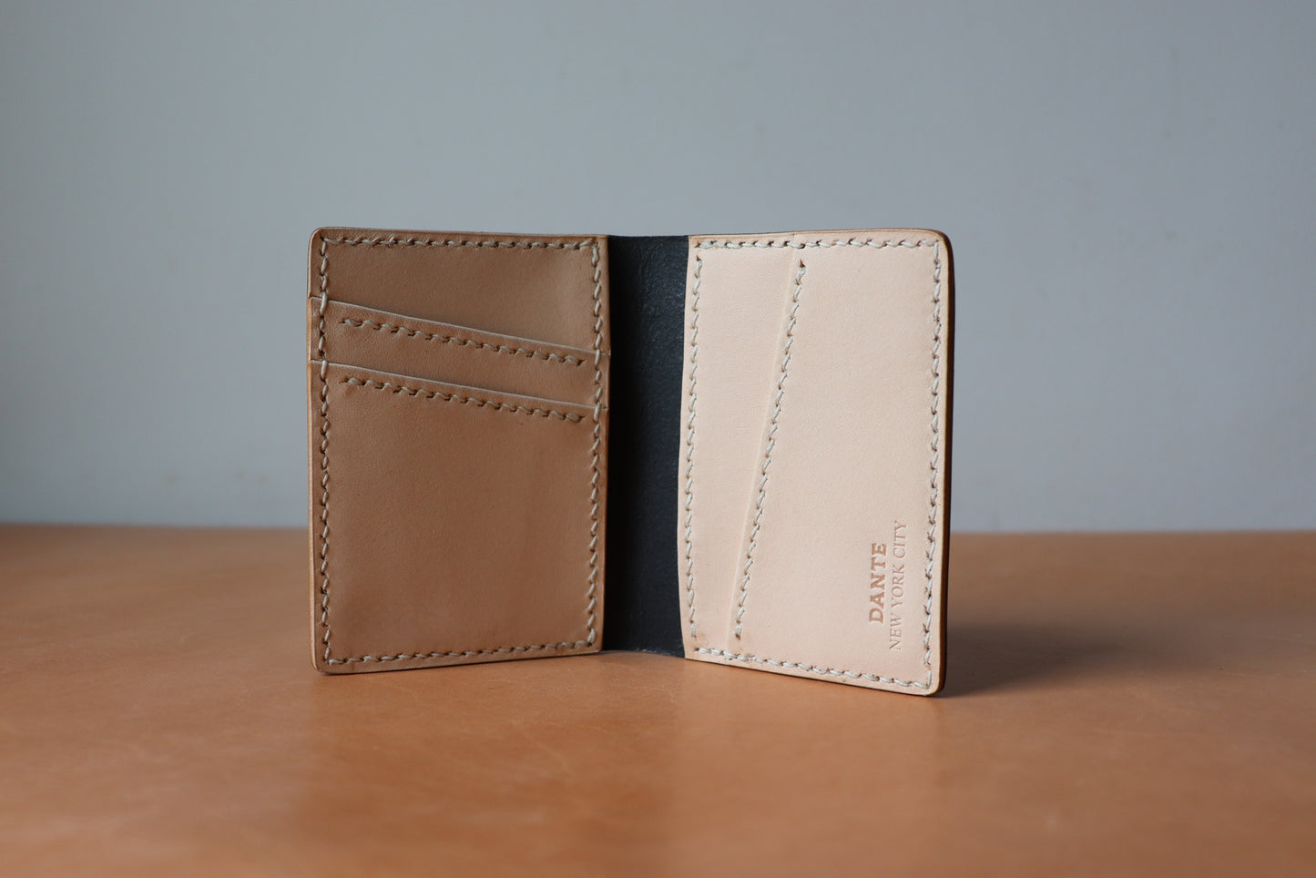 Mini Bifold - Black and Natural Vachetta