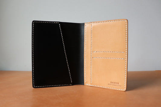 Passport & Journal Holder - Black and Natural Vachetta