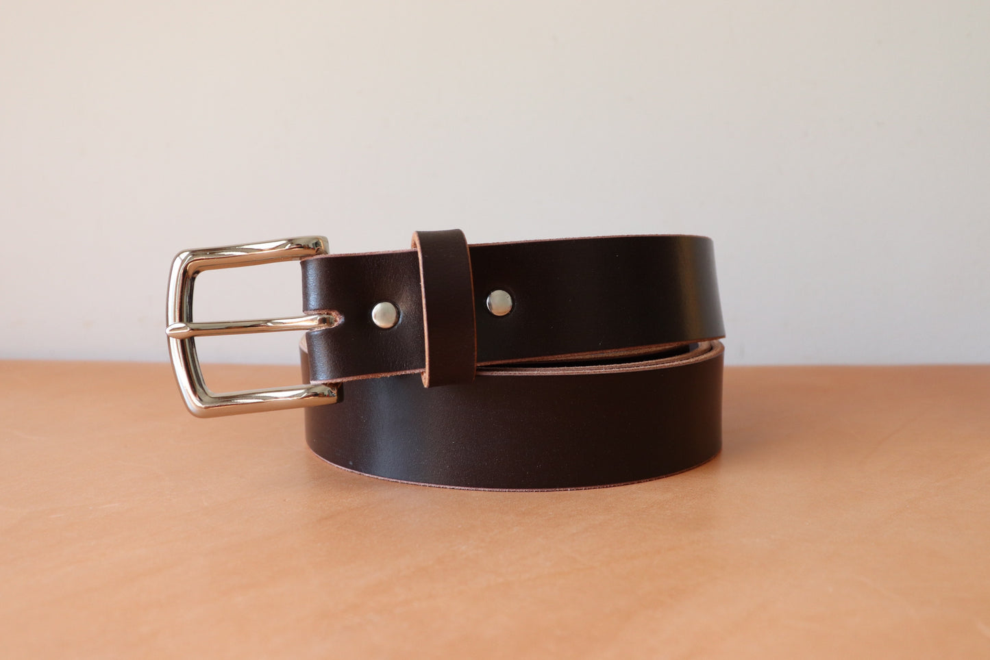 1.25” English Bridle Leather Belt - Espresso Brown, Nickel