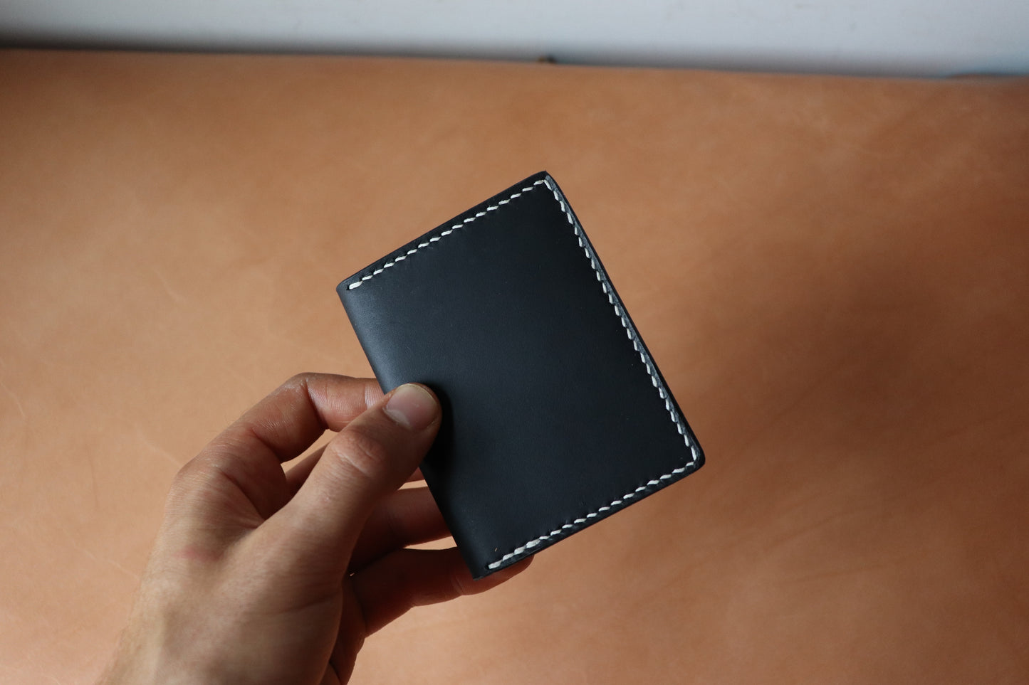 Mini Bifold - Black and Natural Vachetta