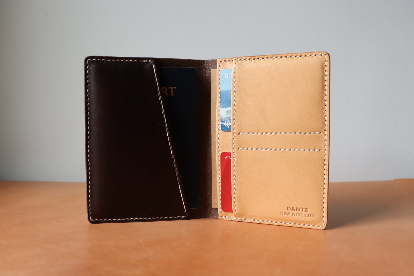 Passport & Journal Holder - Espresso Brown and Natural Vachetta