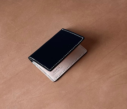 Mini Bifold - Black and Natural Vachetta