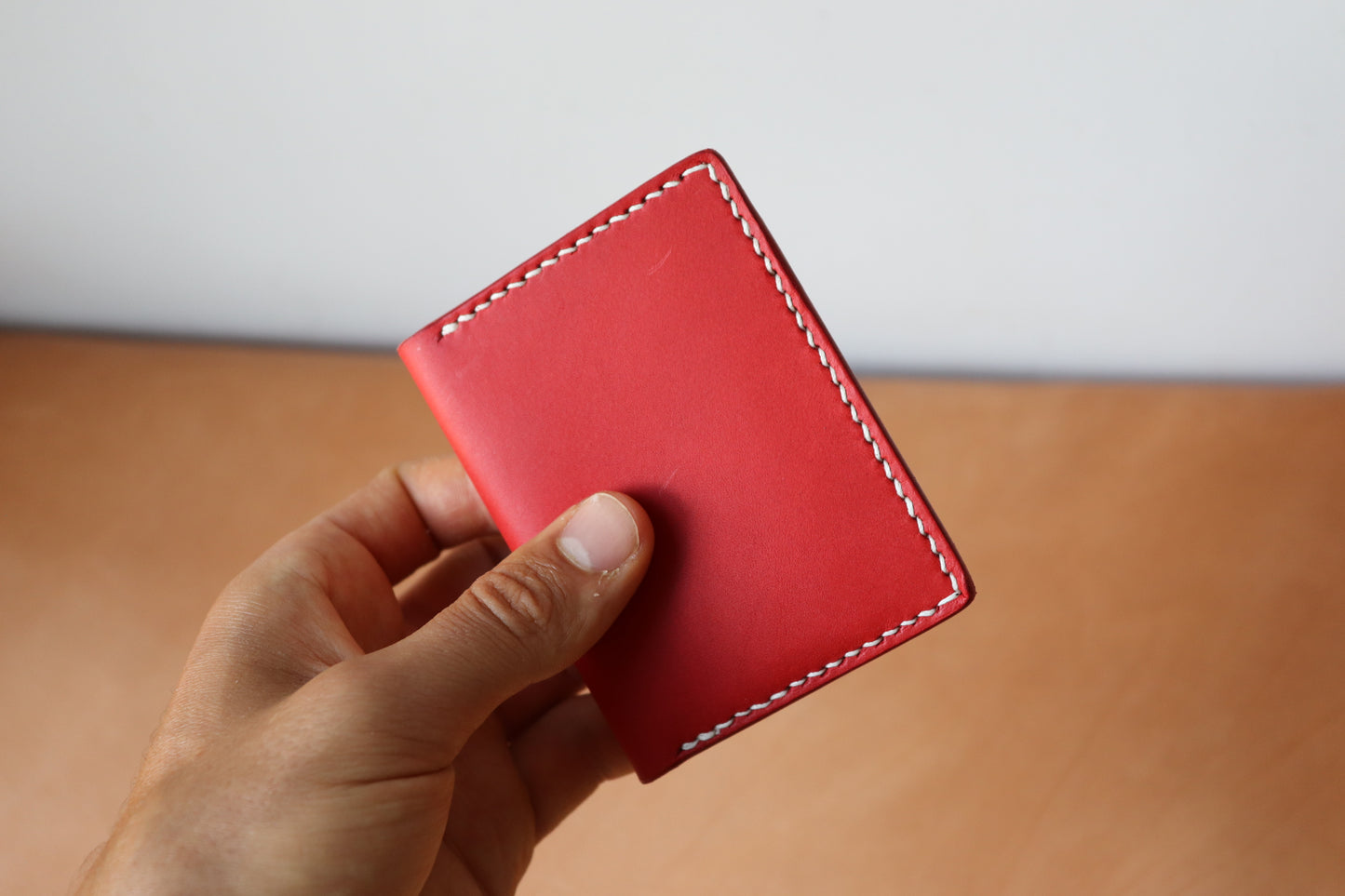 Mini Bifold - Red and Natural Vachetta