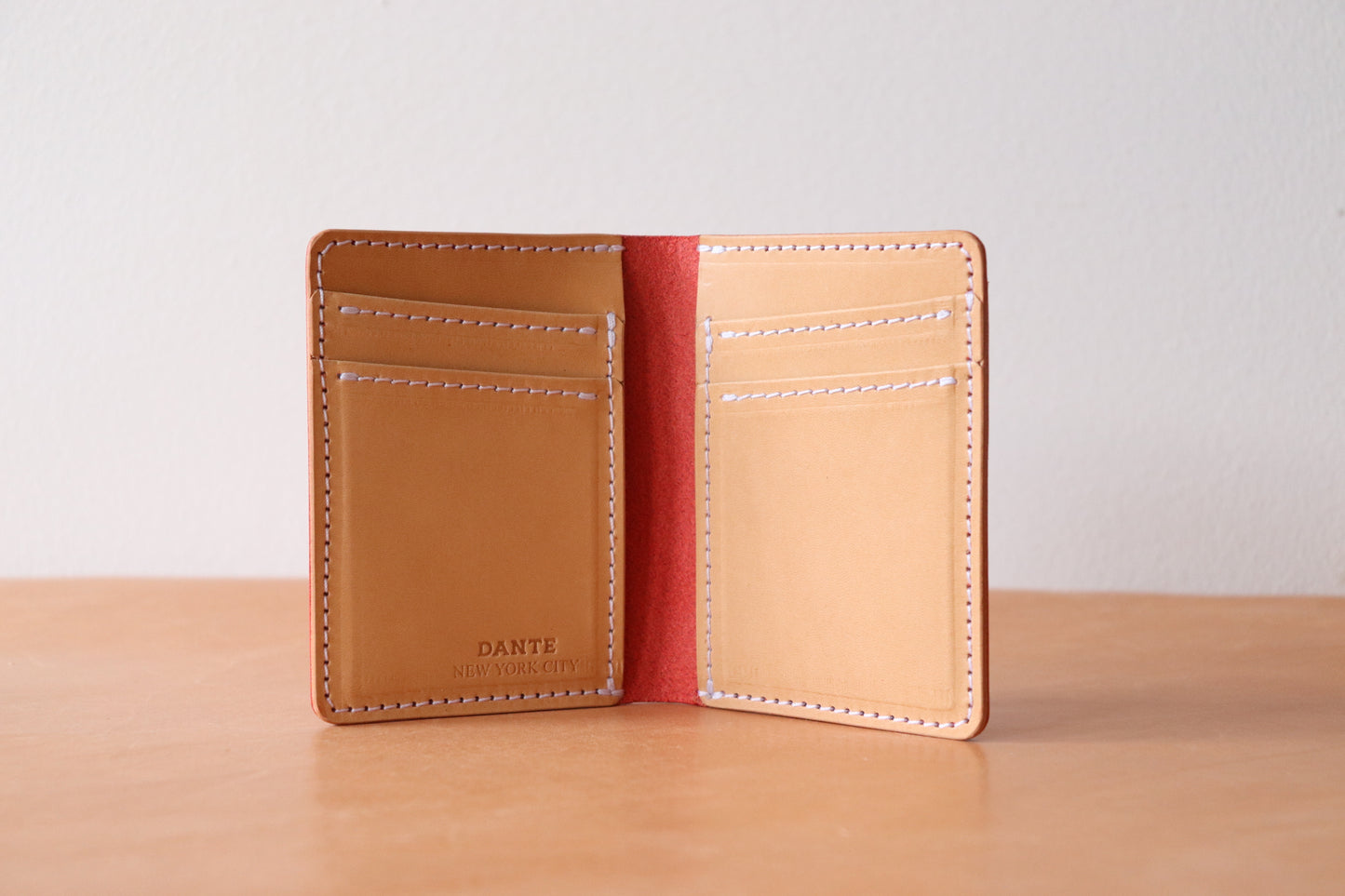 Mini Bifold & Money Clip - Red and Natural Vachetta