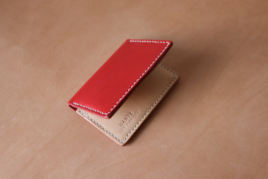 Mini Bifold - Red and Natural Vachetta