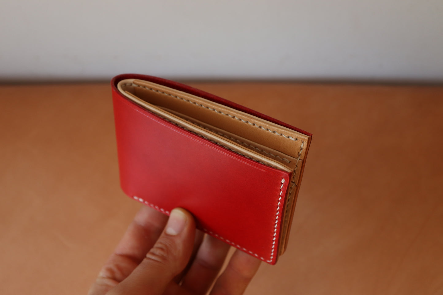 Bifold - Red and Natural Vachetta