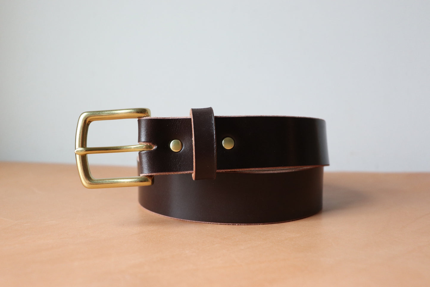 1.25” English Bridle Leather Belt - Espresso Brown, Brass