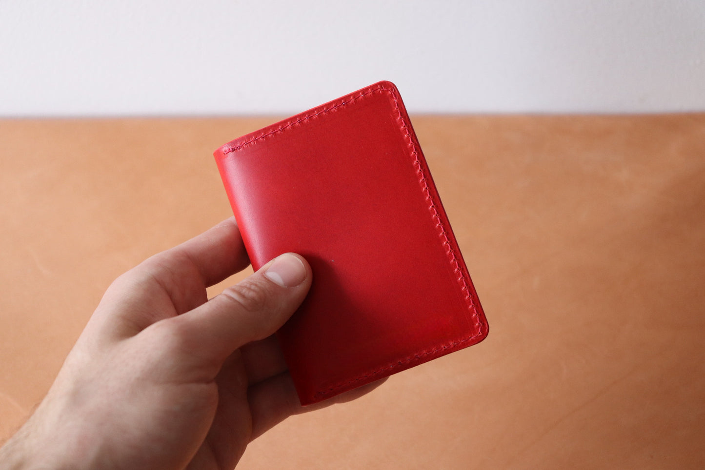 Mini Bifold & Money Clip - Red and Natural Vachetta