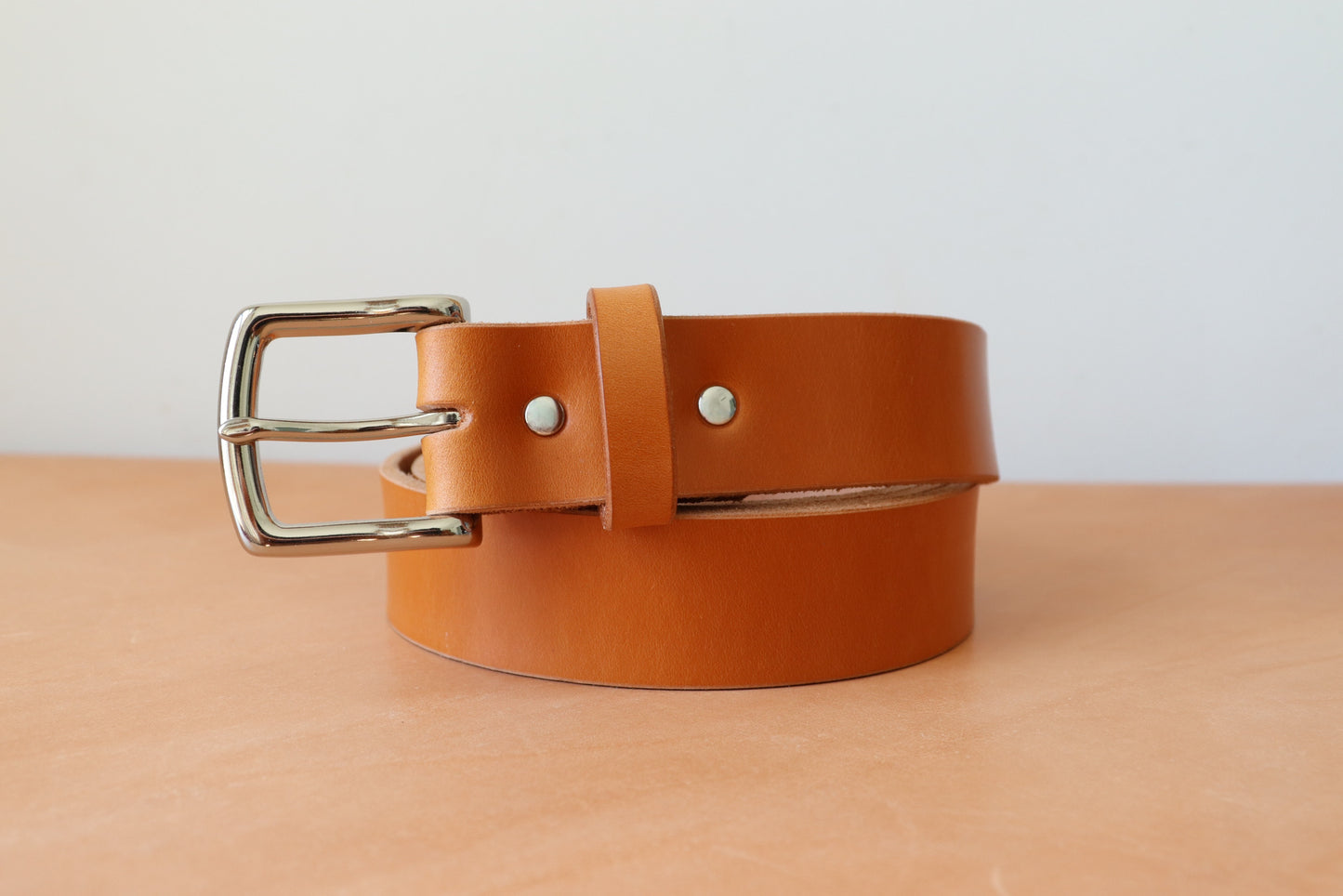 1.25” English Bridle Leather Belt - Honey Tan, Nickel