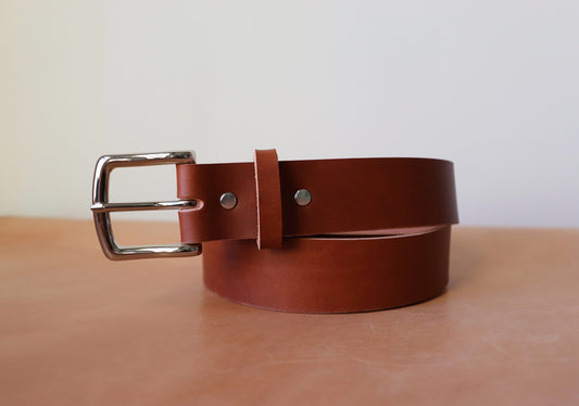 1.25" Vachetta Leather Belt - Cognac, Nickel