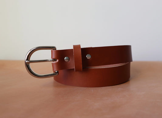 1.125" Vachetta Leather Belt - Cognac, Nickel